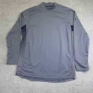 Under Armour Shirt Mens XXL 2XL Gray Active Pullover Cold Gear Reactor Mock Neck